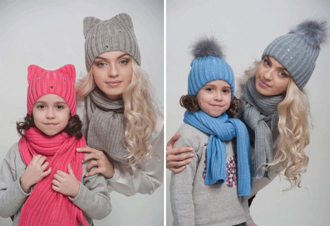 одинаковые шапки для мамы и дочки