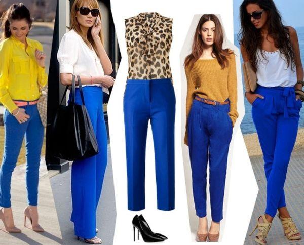 Советы стилистов, с чем носить и сочетать женские синие брюки